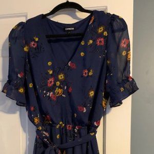 Express, Floral Navy lined dress, NWT